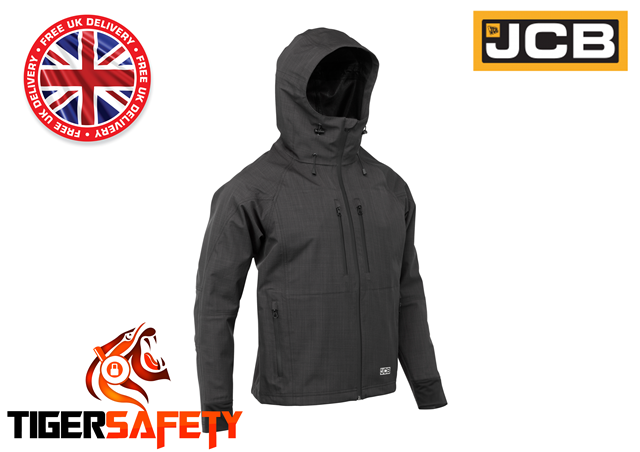 Soft Shell Jacket Padded Hooded Workwear Grey Black Waterproof Warm Work Coat